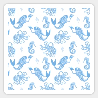 Underwater pattern #7 blue Sticker